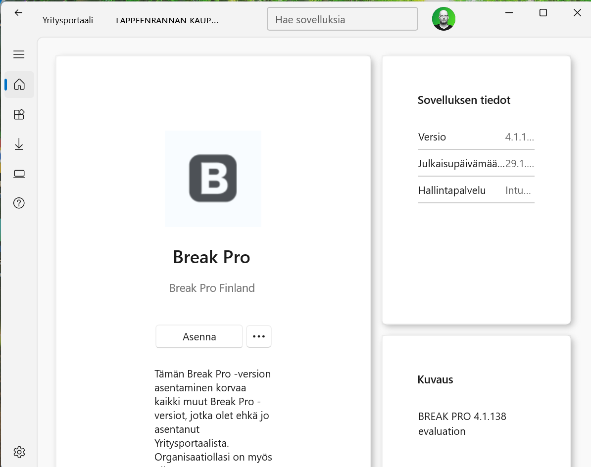 Break Pro asennus
