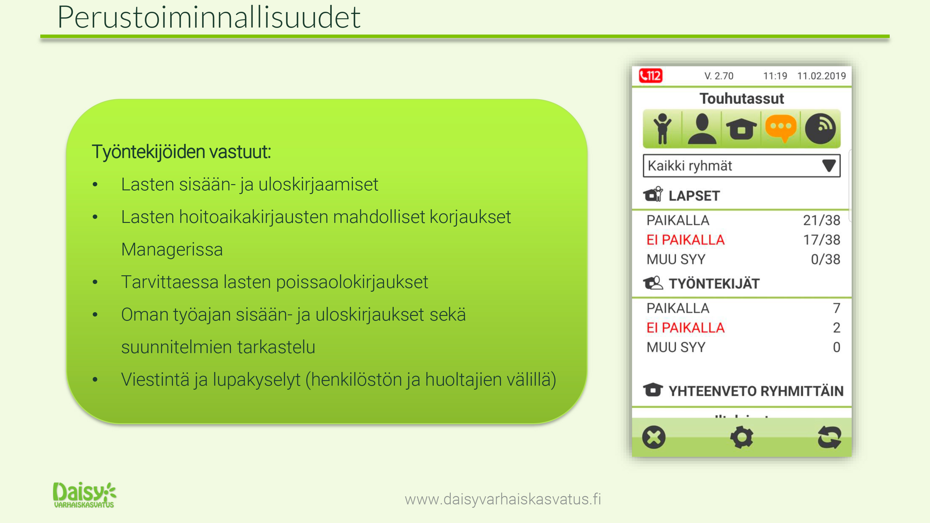 Näyttö perusominaisuuksista