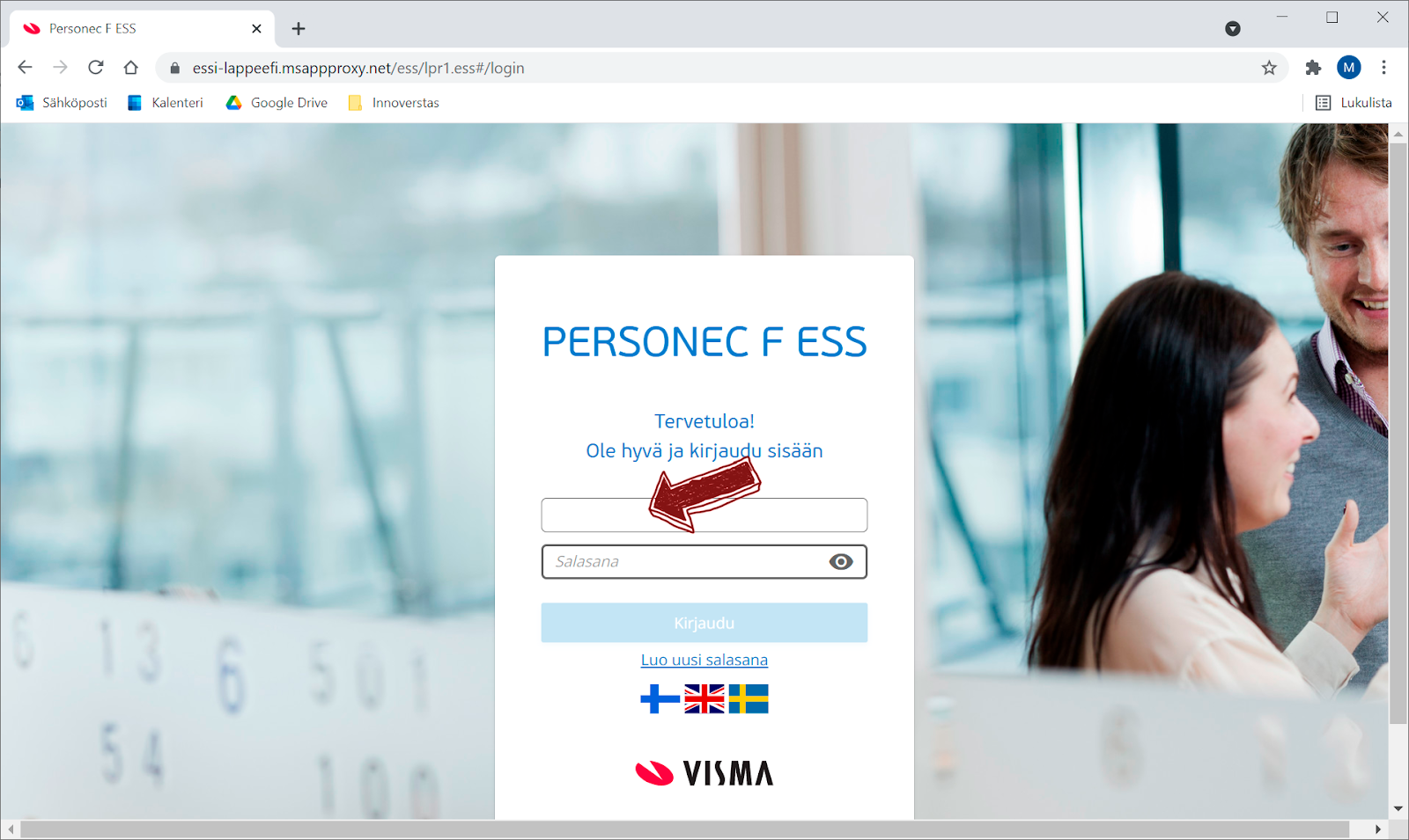 8. vaihe: Voit nyt kirjautua sisään uudella salasanallasi.