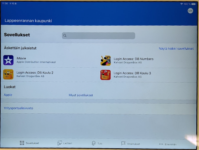 Intune sovellukset iPad