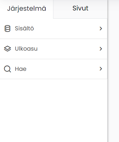 Valikko "Järjestelmä"