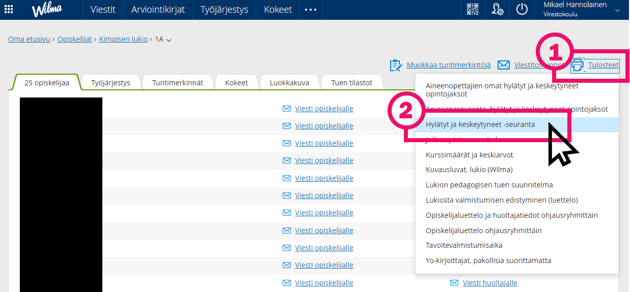 Valikkonäkymä