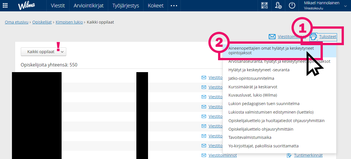 Valikkonäkymä