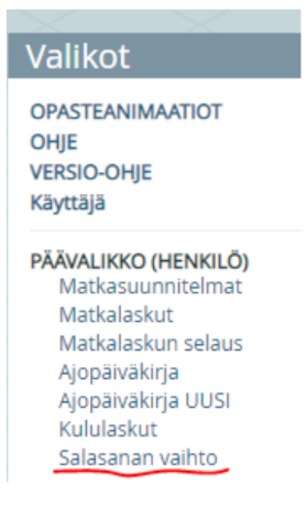 2. vaihe: klikkaa "Salasanan vaihto"