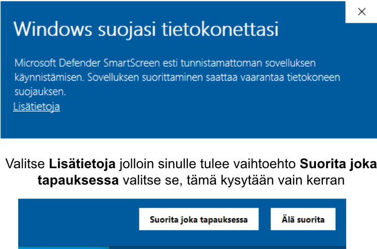 Windows Defenderin varoitusikkuna.