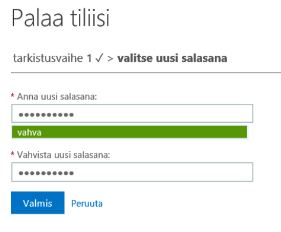 Kirjautumisruutu, jossa salasana vahvistetaan.