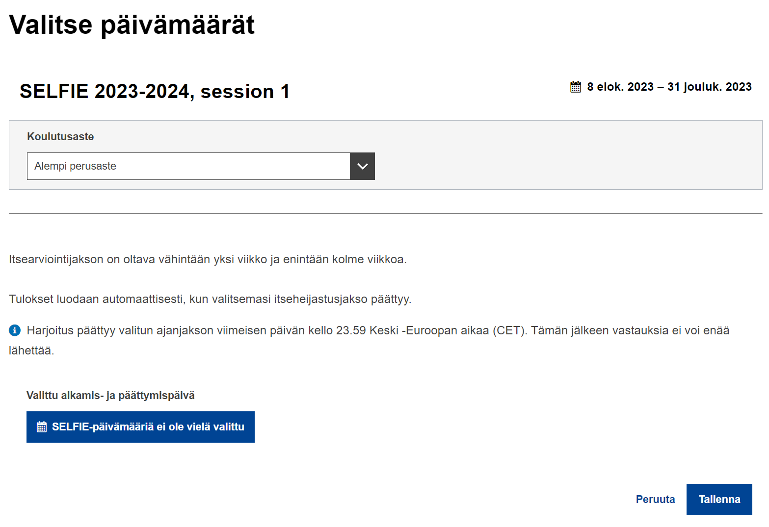 Ajanjakson valintaikkuna