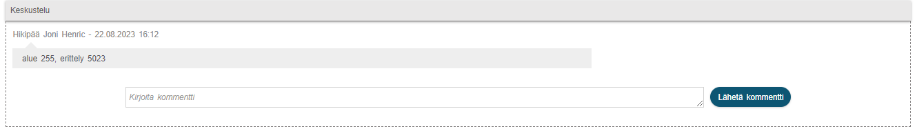 Tilauksen kommentti